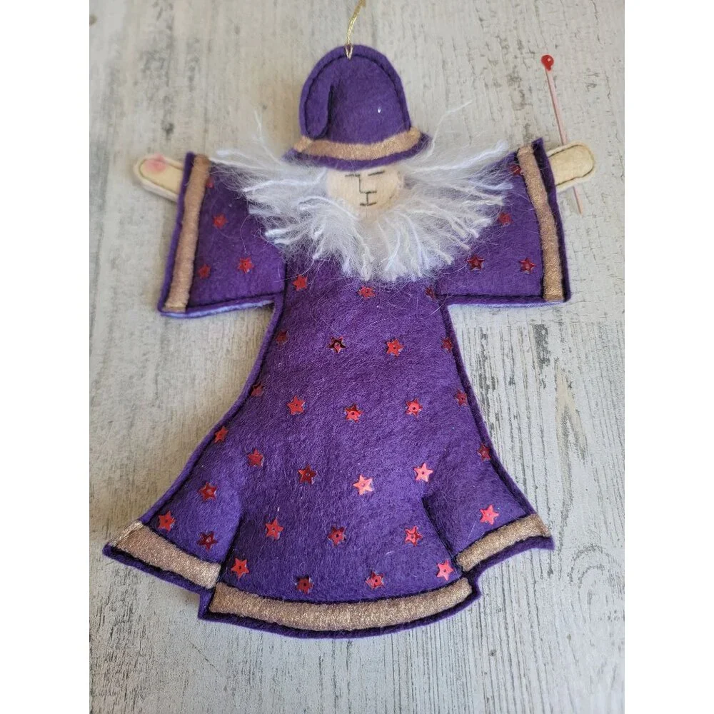 Unique‎ vintage fell purple wizard magic ornament Xmas